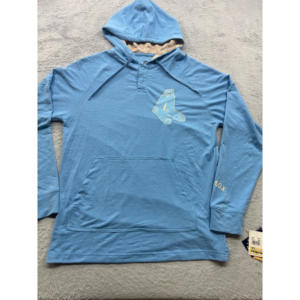 Cooperstown Collection Boston Red Sox Men M Baby Blue‎ Henley Hoodie NWT MLB